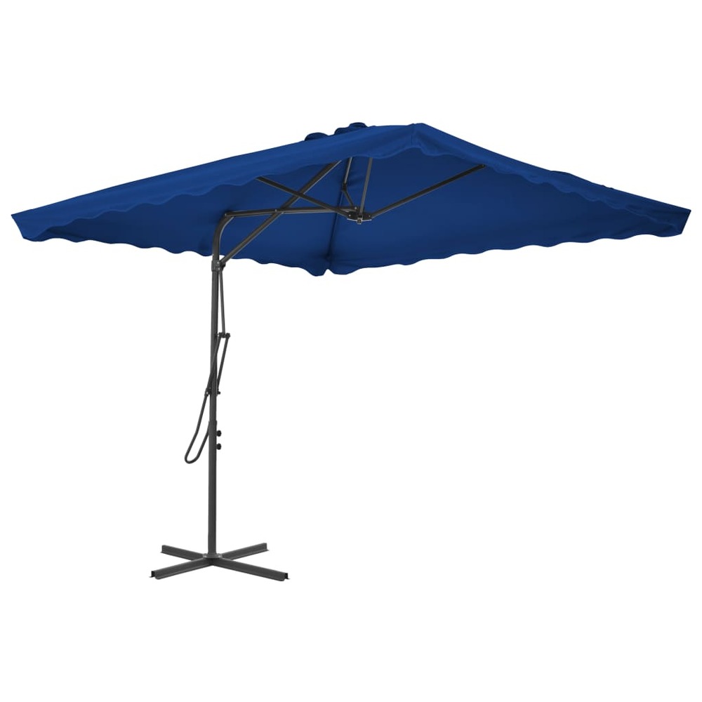 Parasol d'extérieur avec mât en acier bleu 250x250x230 cm