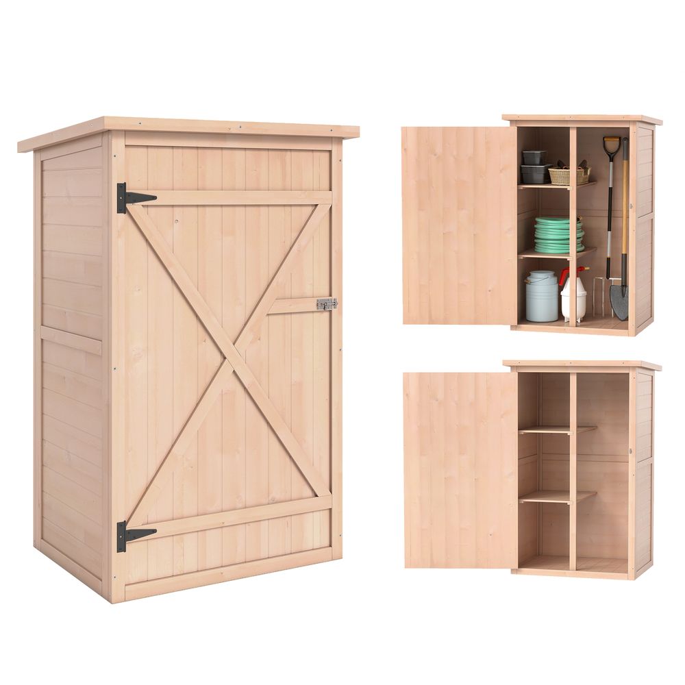Abri de jardin en bois 75 x 56 x 115 cm extérieur rangement 2 étagères toit étanche - comfortxl outdoor living