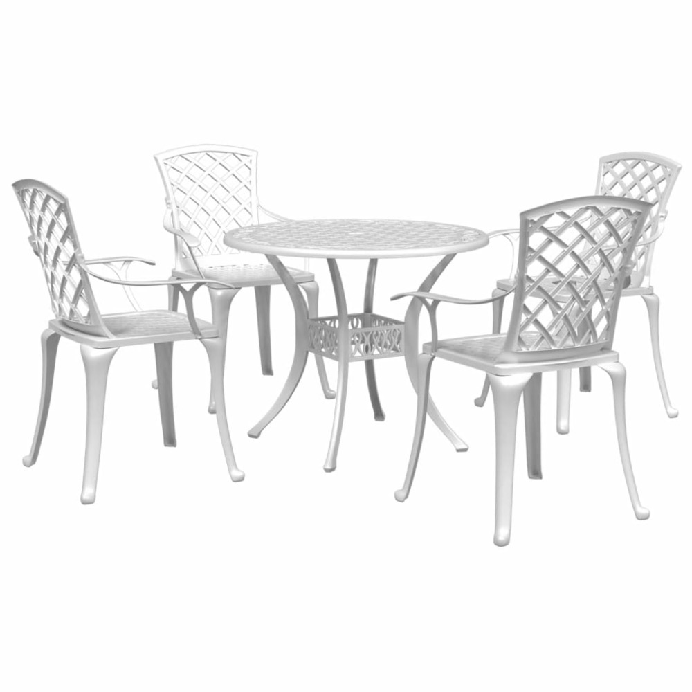 Ensemble à manger de jardin 5 pcs blanc aluminium coulé