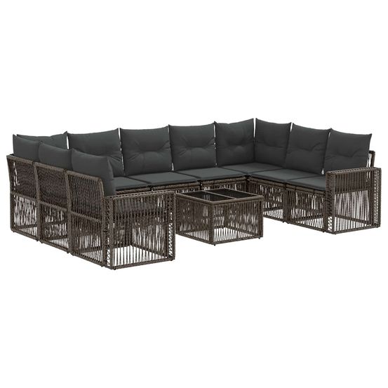 Ensemble de canapé de jardin 10 pc gris et gris foncé polyrotin