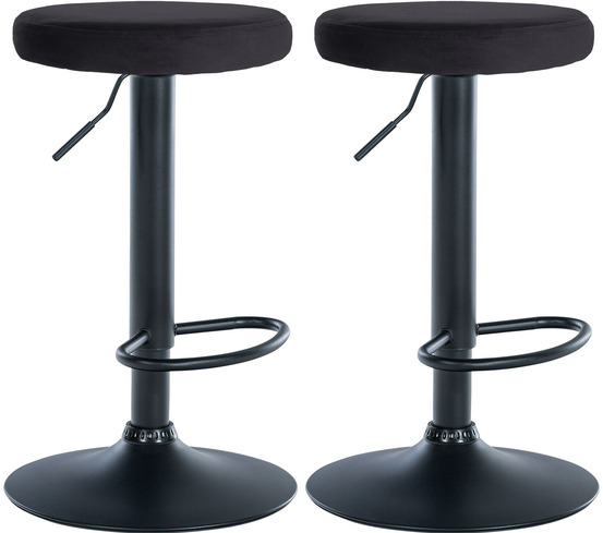 Lot de 2 tabourets de bar ponte velours noir