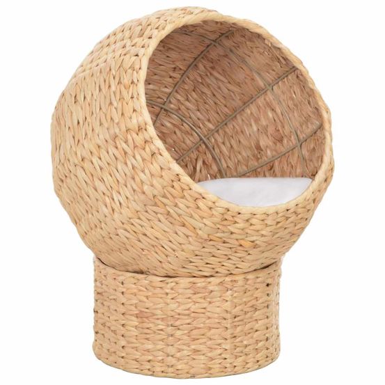 Panier pour chat en herbiers marins tressés avec coussin douillet pour la sieste