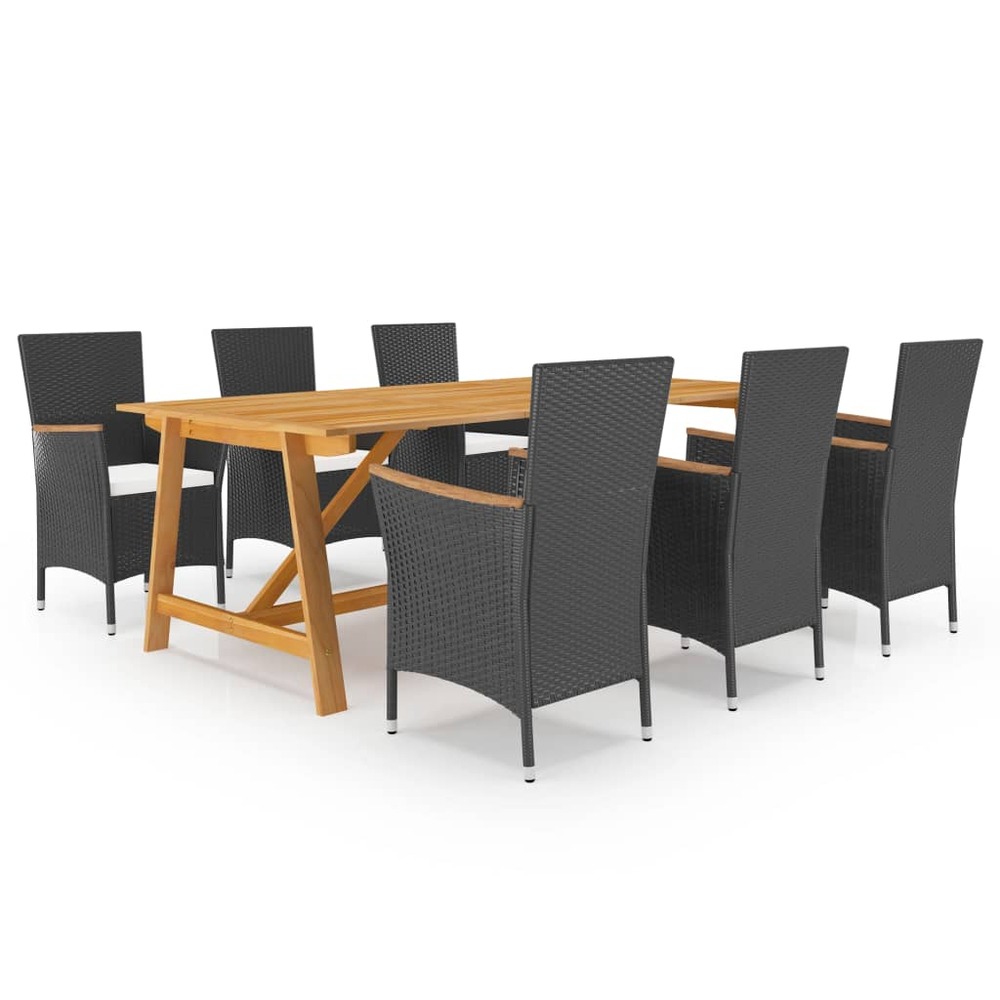 Ensemble à manger de jardin 7 pcs noir