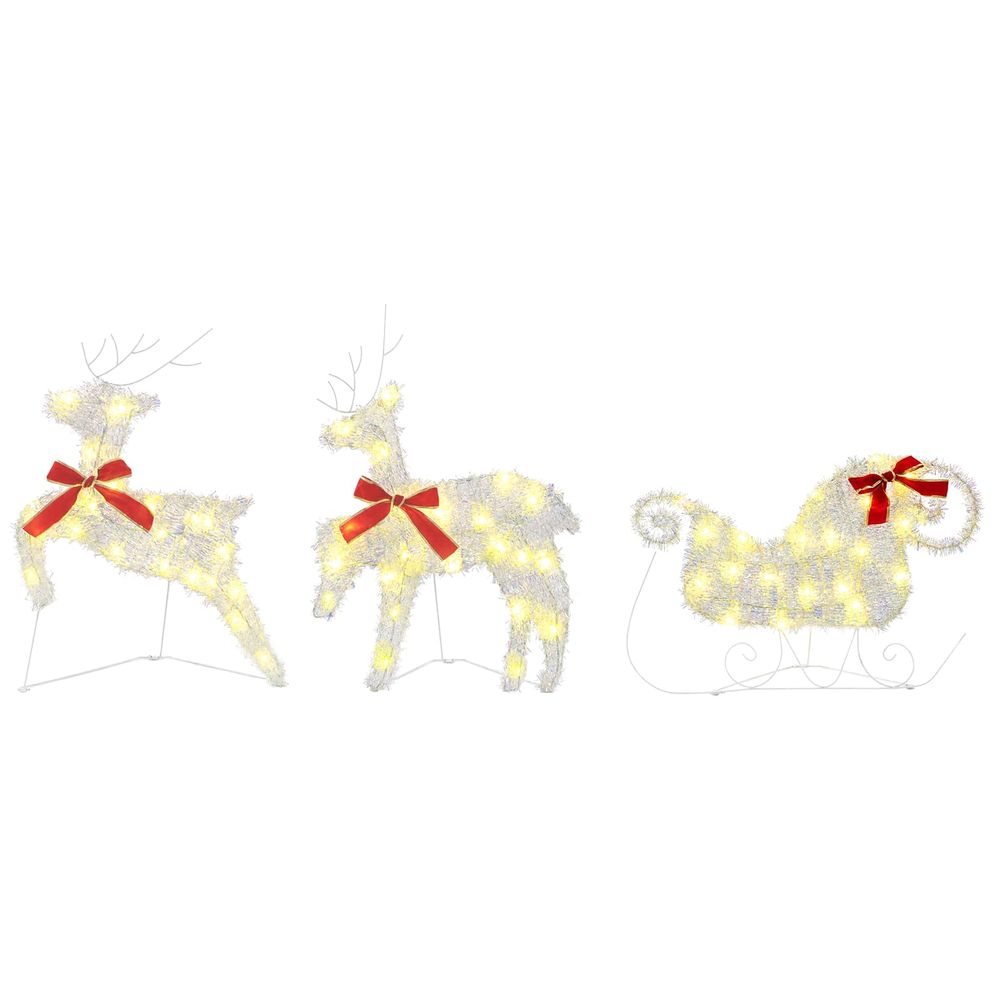 Renne de noël avec traîneau 3 pc 60 led blanc chaud