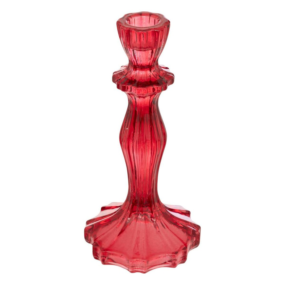 Bougeoir h.20cm verre rouge