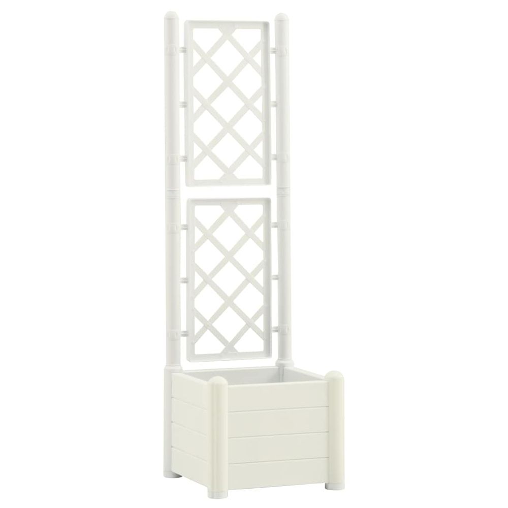 Jardinière avec treillis 43x43x142 cm pp blanc