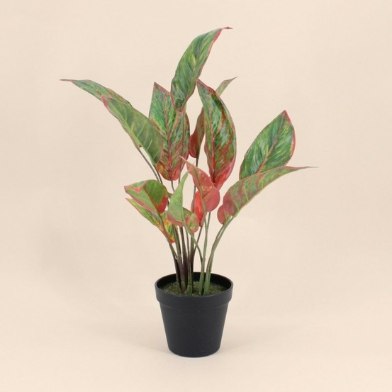 Plante artificielle feuilles rouge 52cm