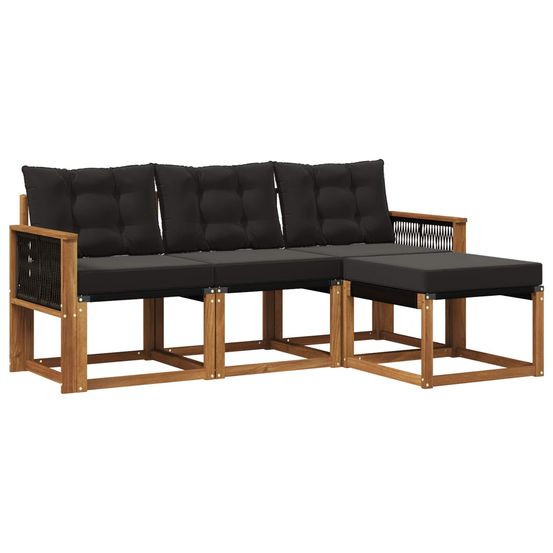 Ensemble de canapés d'extérieur 4 pc naturel et noir