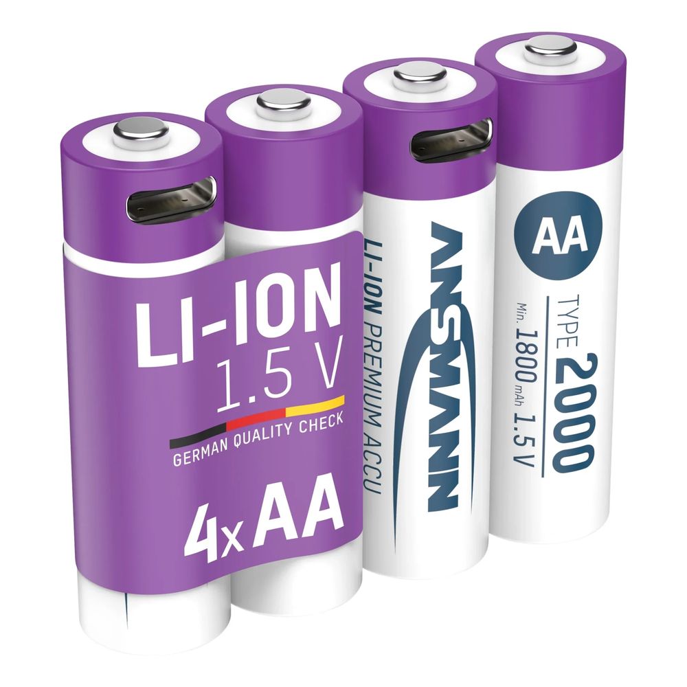Accus lithium-ion mignon (aa) usb-c - 4 pièces, arrêt de sécurité