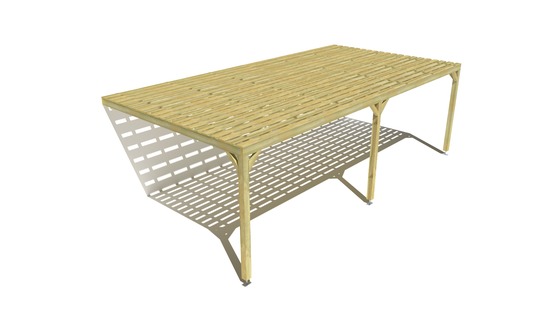 Pergola bois • 8m x 4m • adossée • sens profondeur • platelage bois • livraison comprise