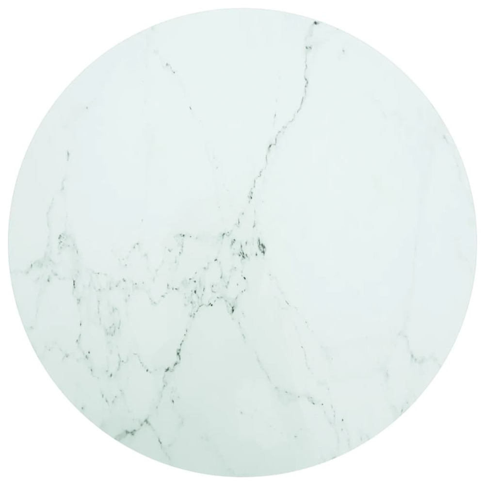 Dessus de table blanc ø90x1 cm verre trempé avec design marbre