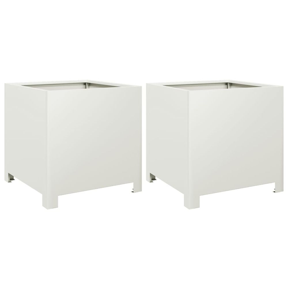 Jardinière d'extérieurs 2 pcs blanc 40x40x40 cm acier