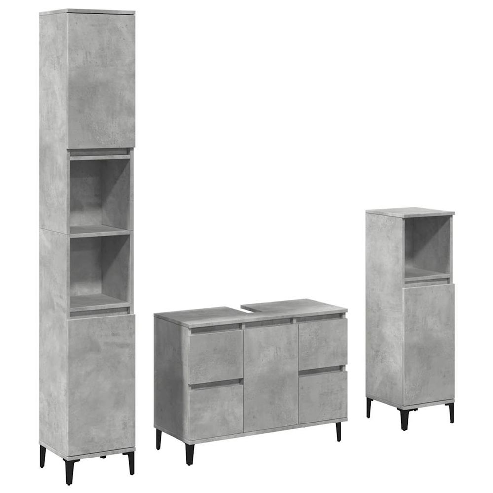 Ensemble de meubles de salle de bain 3 pcs gris béton