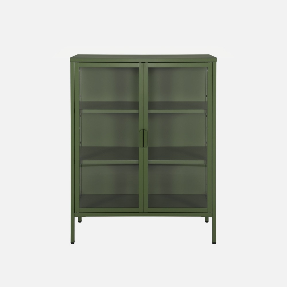 Armoire vitrine acier et verre trempé 2 portes 80cm - arkansas