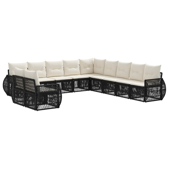 Ensemble de canapé de jardin 11 pcs noir et blanc crème