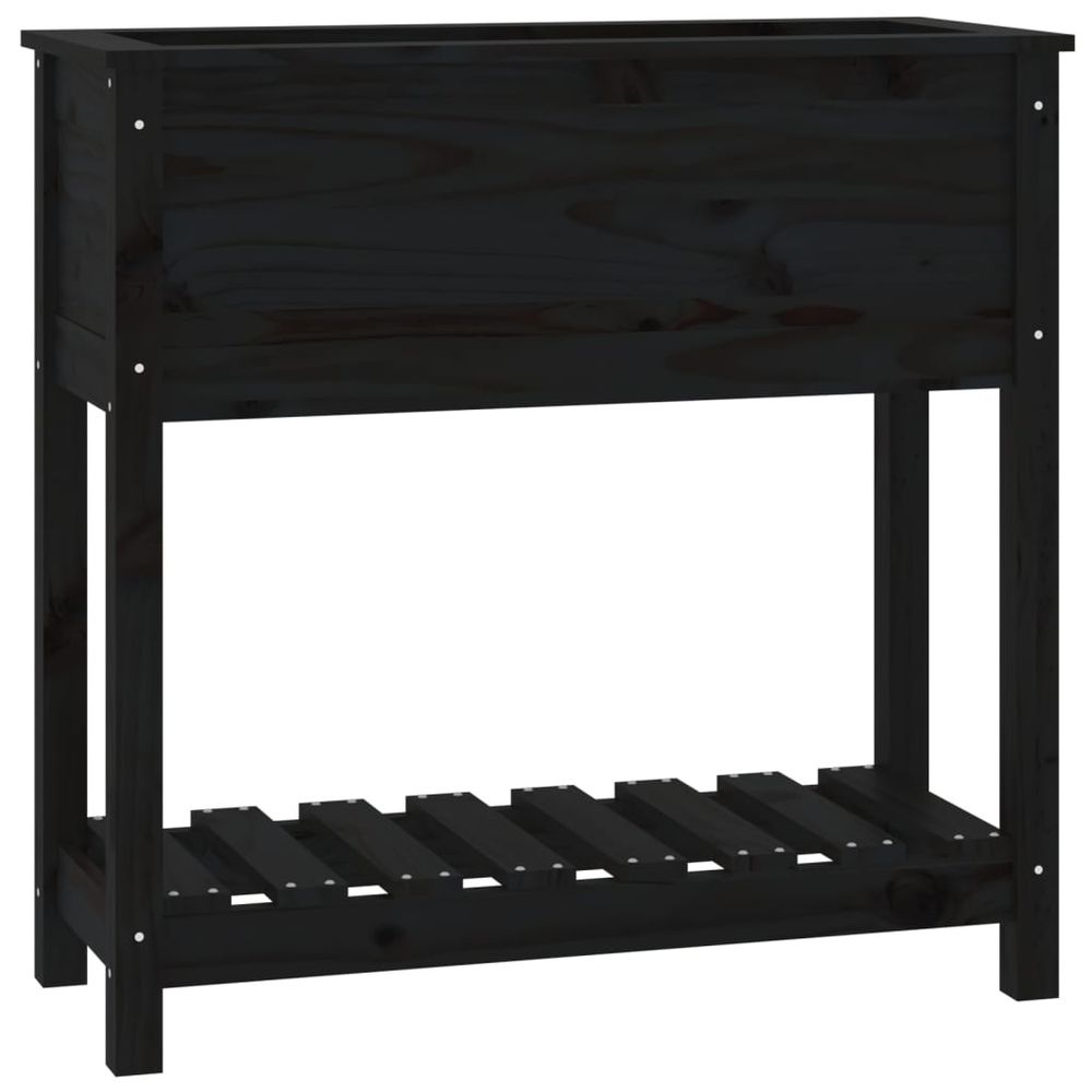 Jardinière avec étagère noir 82,5x34,5x81 cm bois massif de pin