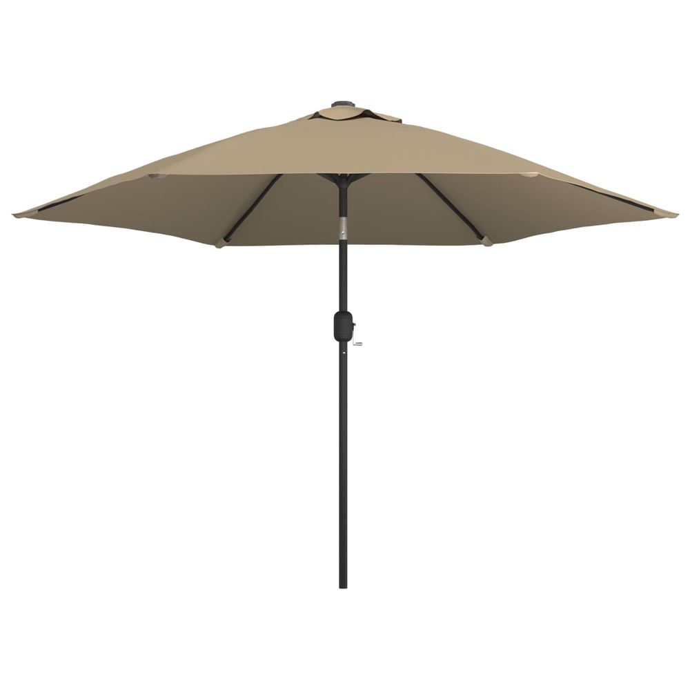 Parasol d'extérieur avec led et mât en acier 300 cm taupe