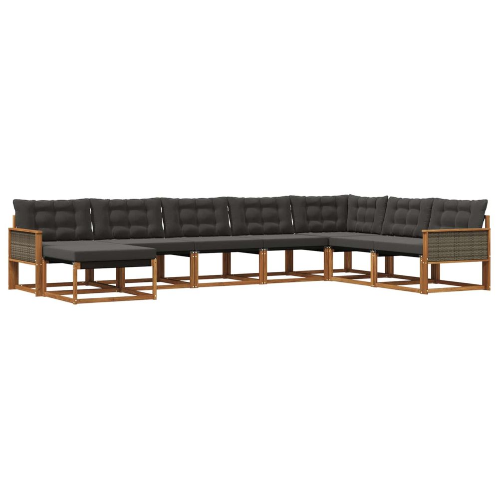 Ensemble de canapés d'extérieur 8 pc naturel et noir
