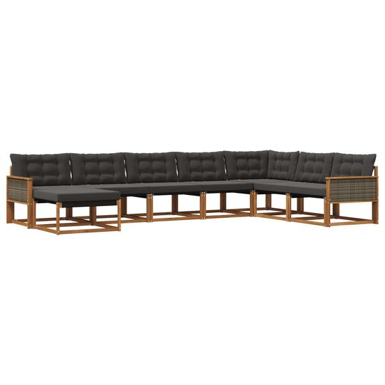 Ensemble de canapés d'extérieur 8 pc naturel et noir