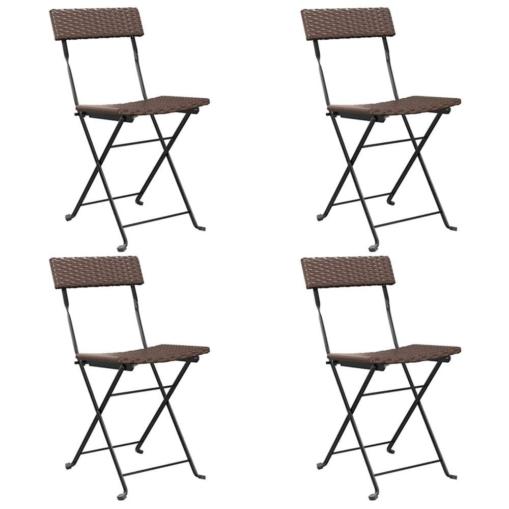 Chaises pliantes 4 pièces en polyrotin marron et acier