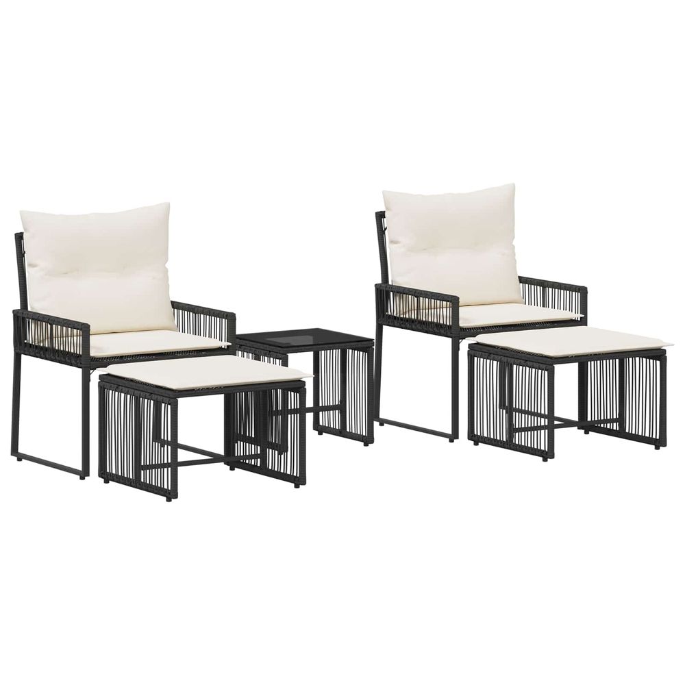 Ensemble de meubles d'extérieur 11 pc noir et blanc crème