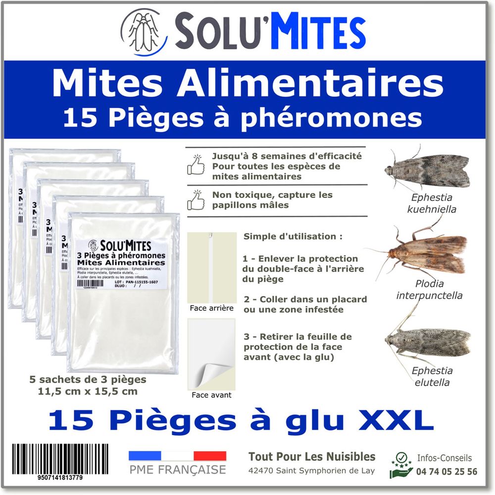 Solumites-lot de 15 pièges à phéromones pour teignes alimentaires