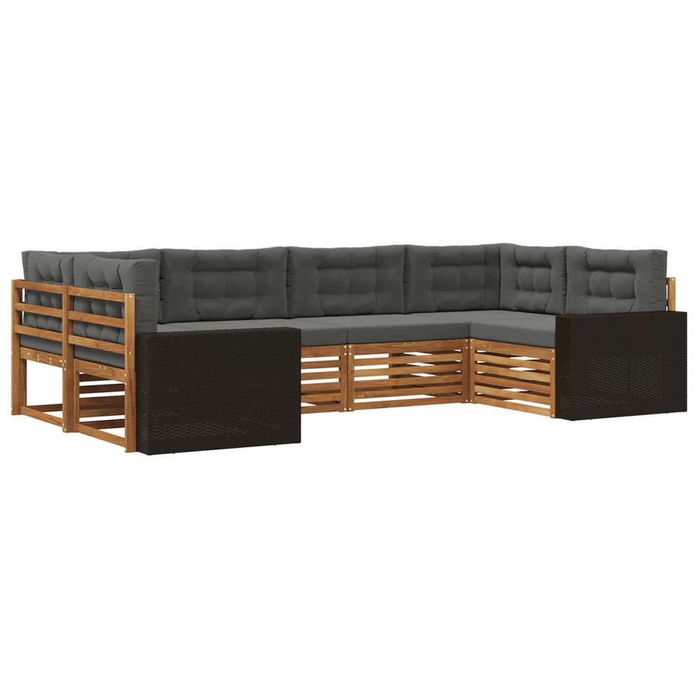 Ensemble de canapés d'extérieur 6 pc naturel et anthracite
