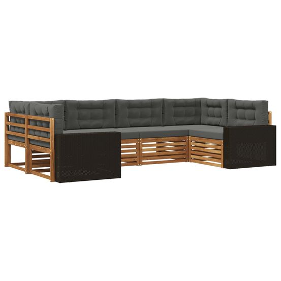 Ensemble de canapés d'extérieur 6 pc naturel et anthracite