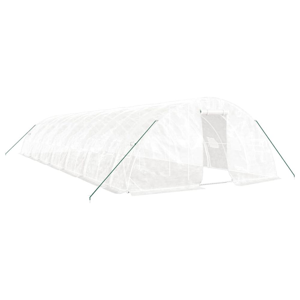 Serre avec cadre en acier blanc 70 m² 14x5x2,3 m