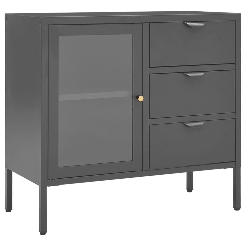 Buffet bahut commode armoire meuble de rangement organisateur cuisine salle de séjour salon 75 x 35 x 70 cm acier et verre tr