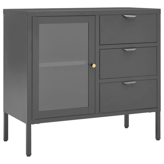 Buffet bahut commode armoire meuble de rangement organisateur cuisine salle de séjour salon 75 x 35 x 70 cm acier et verre tr