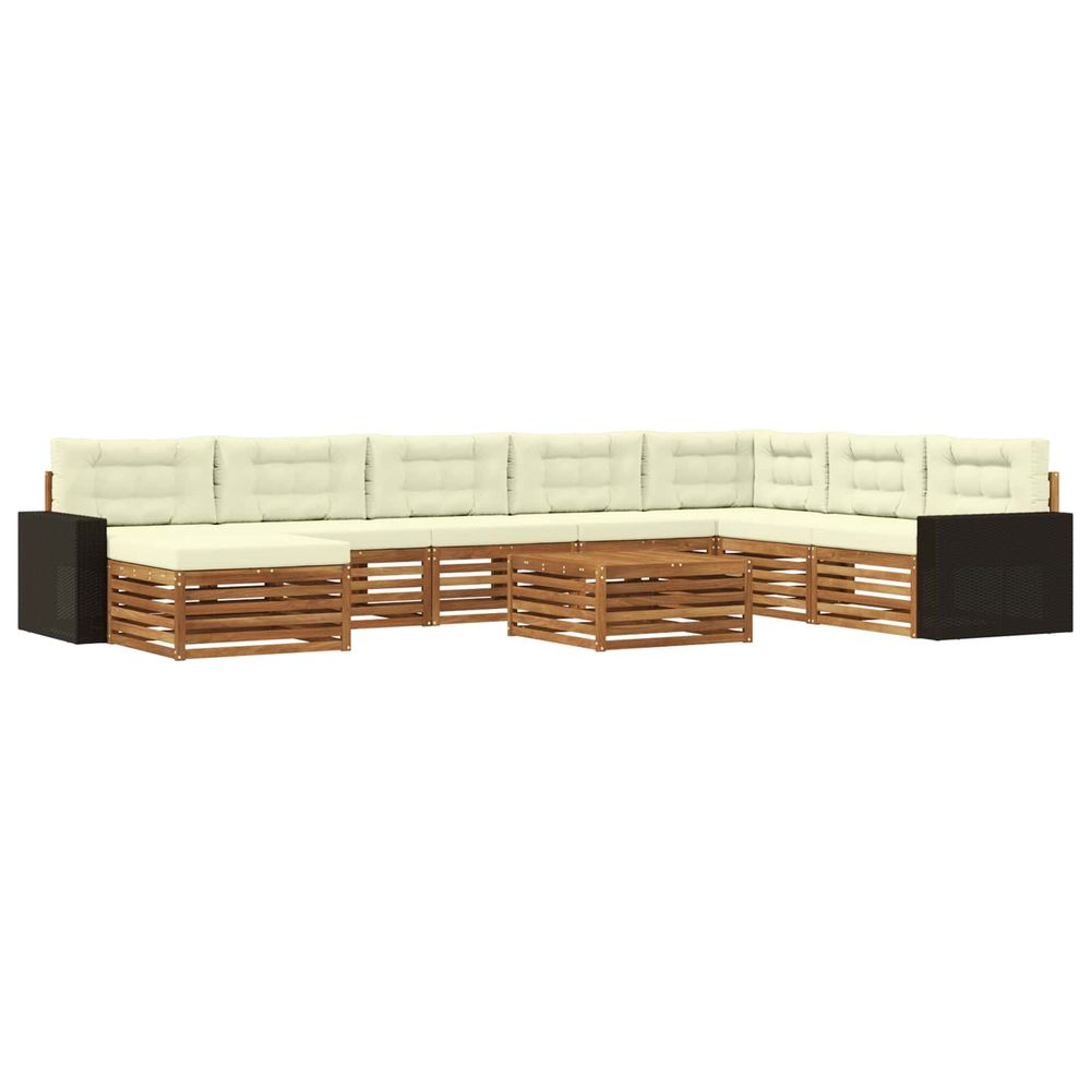 Ensemble de canapés d'extérieur 9 pc naturel et crème
