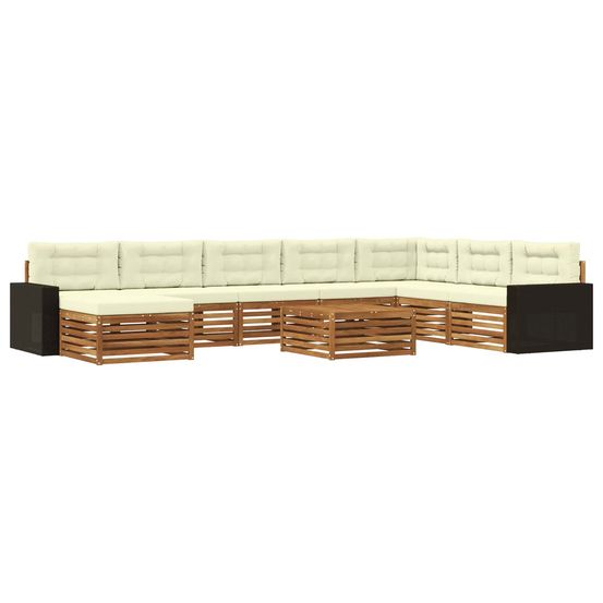 Ensemble de canapés d'extérieur 9 pc naturel et crème