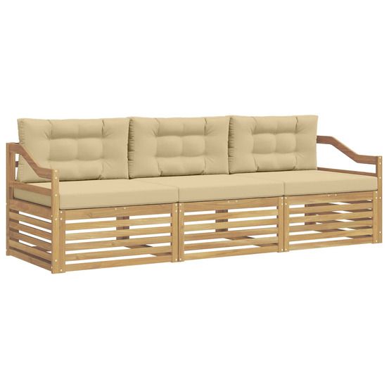 Ensemble de canapés d'extérieur 3 pc blanc et beige polyester