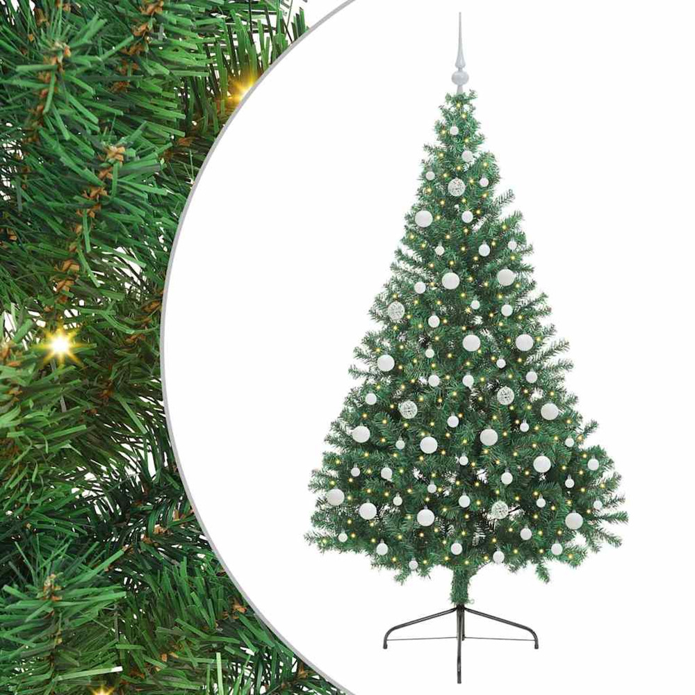 Sapin de noël artificiel pré-éclairé vert 210 cm pvc