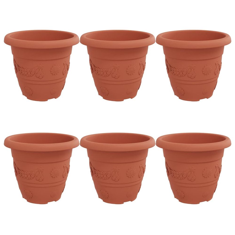 Pot à fleurs rond 6 pc rouge brique ø 26 x 21,5 cm plastique