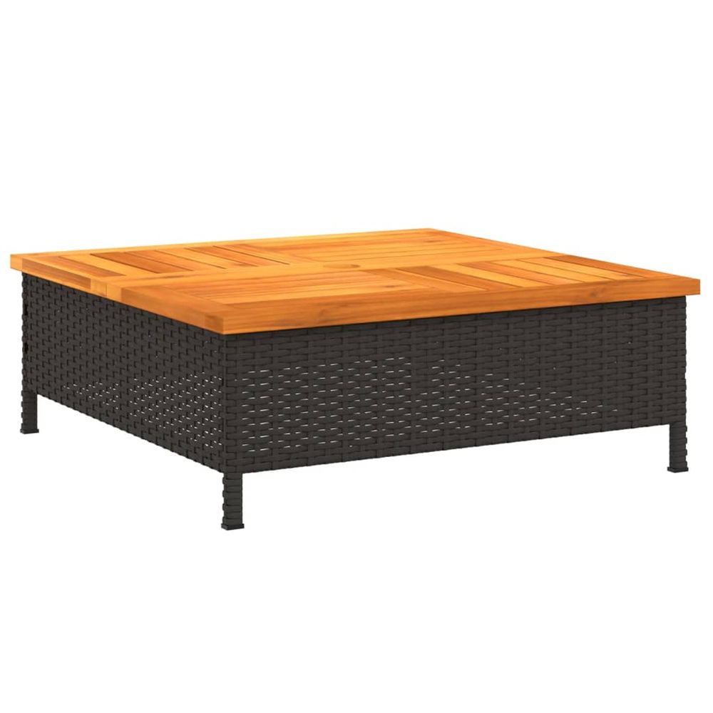 Couvercle de base de parasol noir 70x70x25 cm résine tressée et acacia