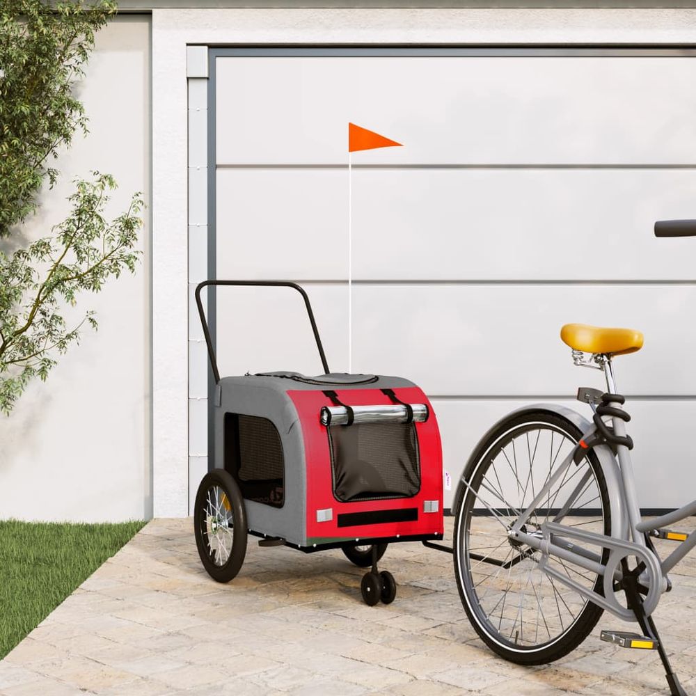 Remorque vélo pour chien cadre acier transport sécurisé pour balades rouge