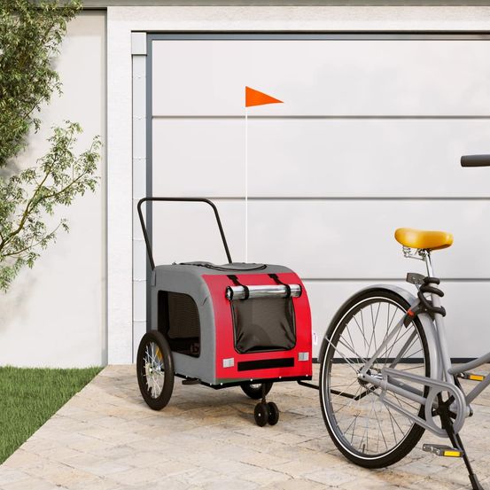 Remorque vélo pour chien cadre acier transport sécurisé pour balades rouge