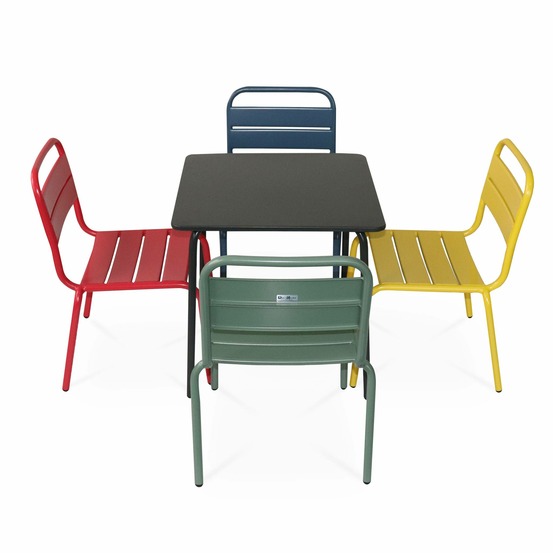 Salon de jardin enfant, table et chaises métal - anna - 4 places, 48x48cm
