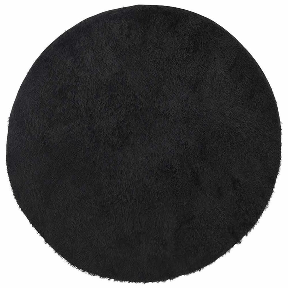 Tapis shaggy à poils longs navarra noir 120x120 cm polyester