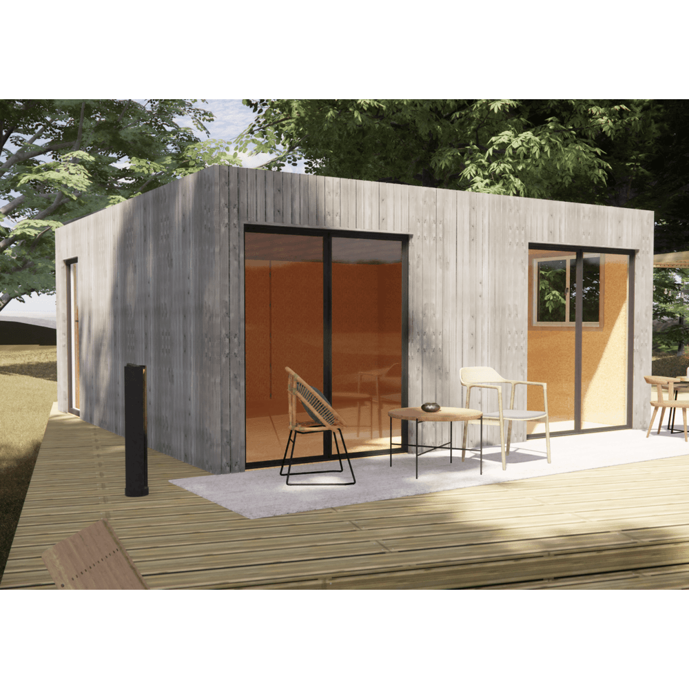 Tiny house ossature bois en bois 5,5 x 5,7 x 2,7 m / menuiseries alu k-line