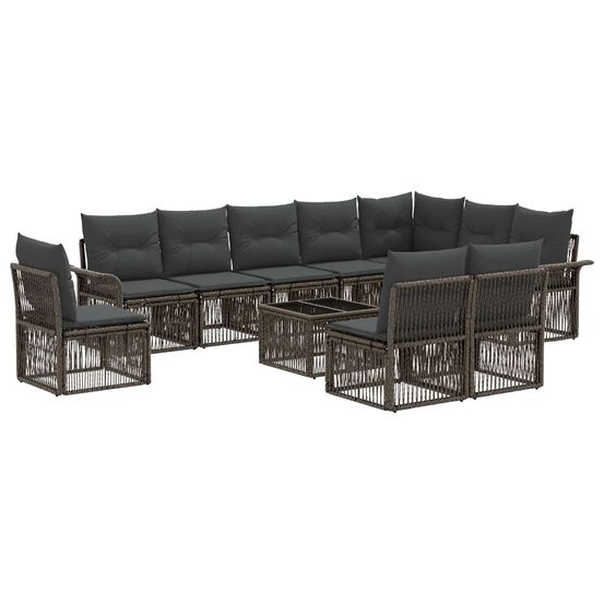 Ensemble de canapé de jardin 11 pc gris polyrotin
