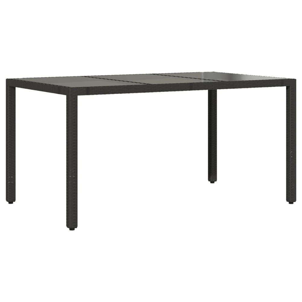Table de jardin dessus en verre noir 150x90x75cm résine tressée