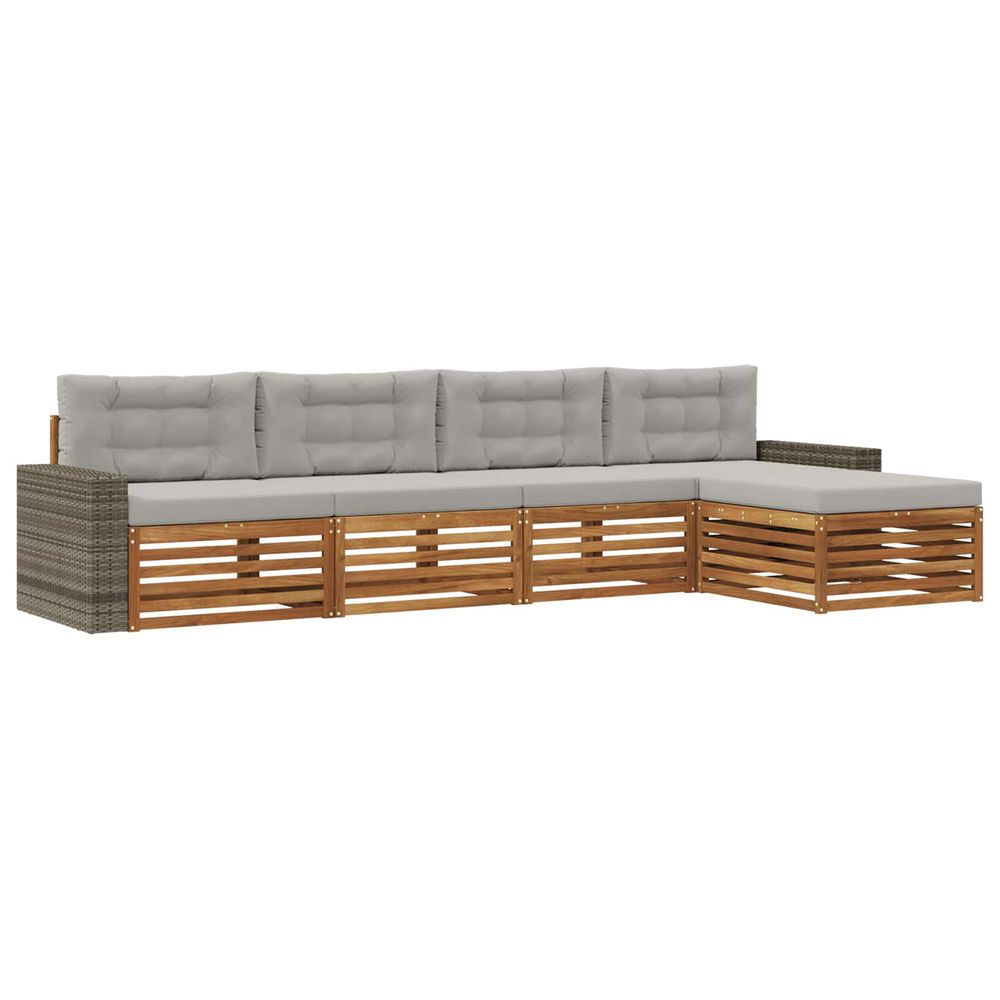 Ensemble de canapés d'extérieur 5 pc naturel et gris clair