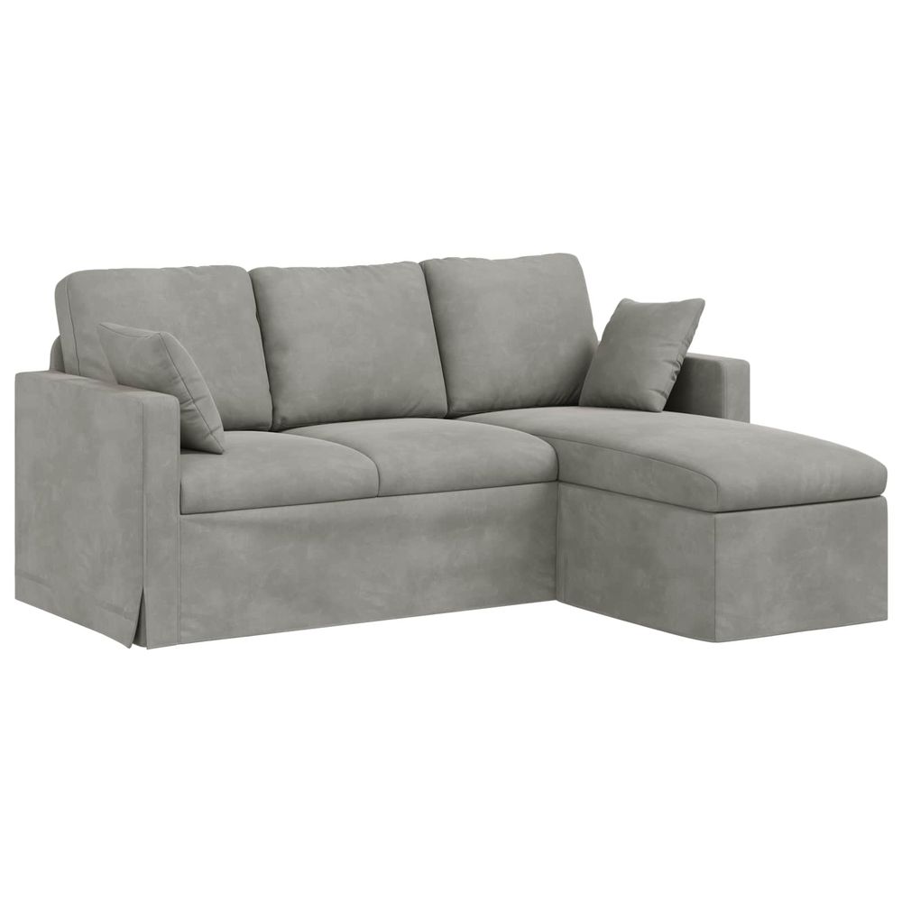 Canapé gris clair 178 x 134 x 80 cm velours