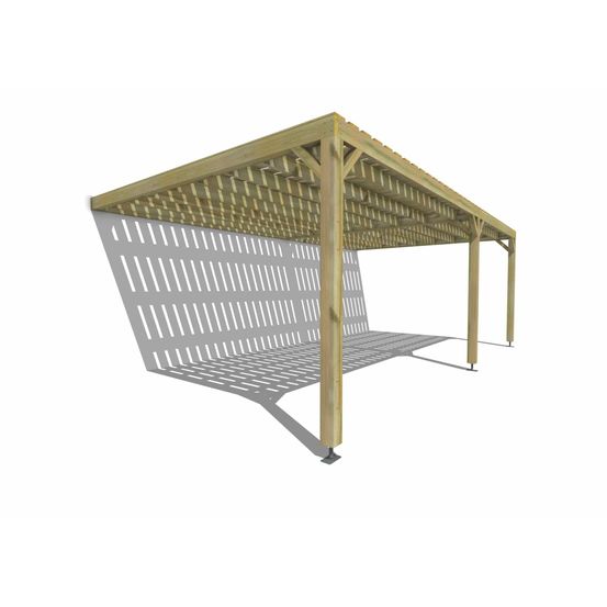 Pergola bois • 7m x 4m • adossée • sens largeur • platelage bois • livraison comprise
