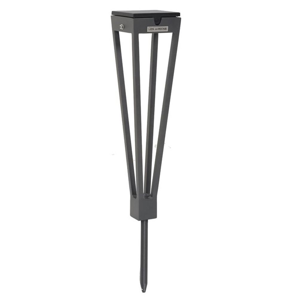 Torche solaire extérieure à planter tinka en aluminium gris avec pic intégré h.52 cm