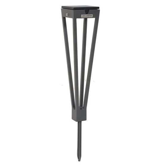 Torche solaire extérieure à planter tinka en aluminium gris avec pic intégré h.52 cm