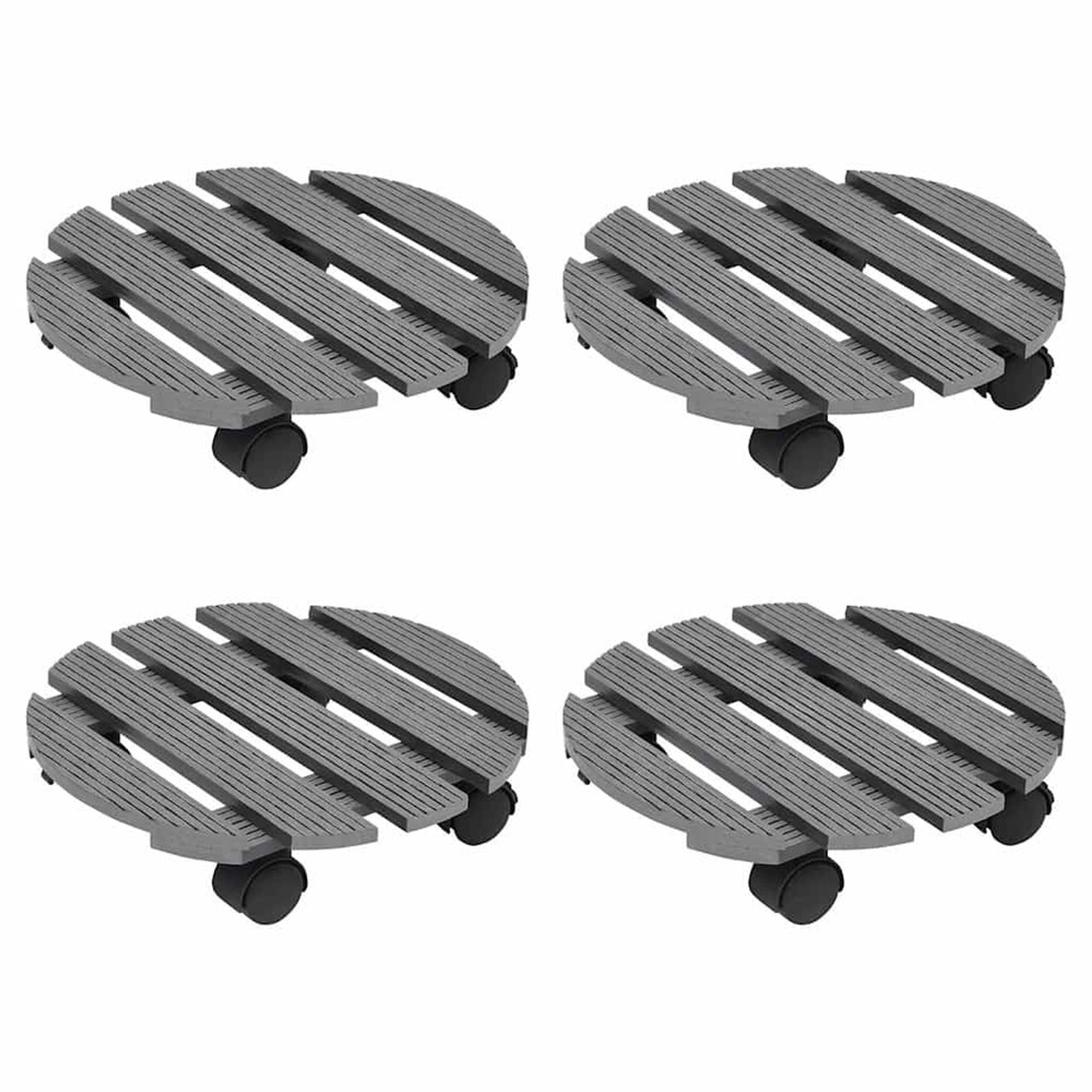 Chariots à plantes 4 pcs gris ø30x7,5 cm wpc
